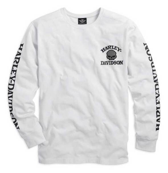 Harley-Davidson® Men's Willie G. Skull Long Sleeve Tee White