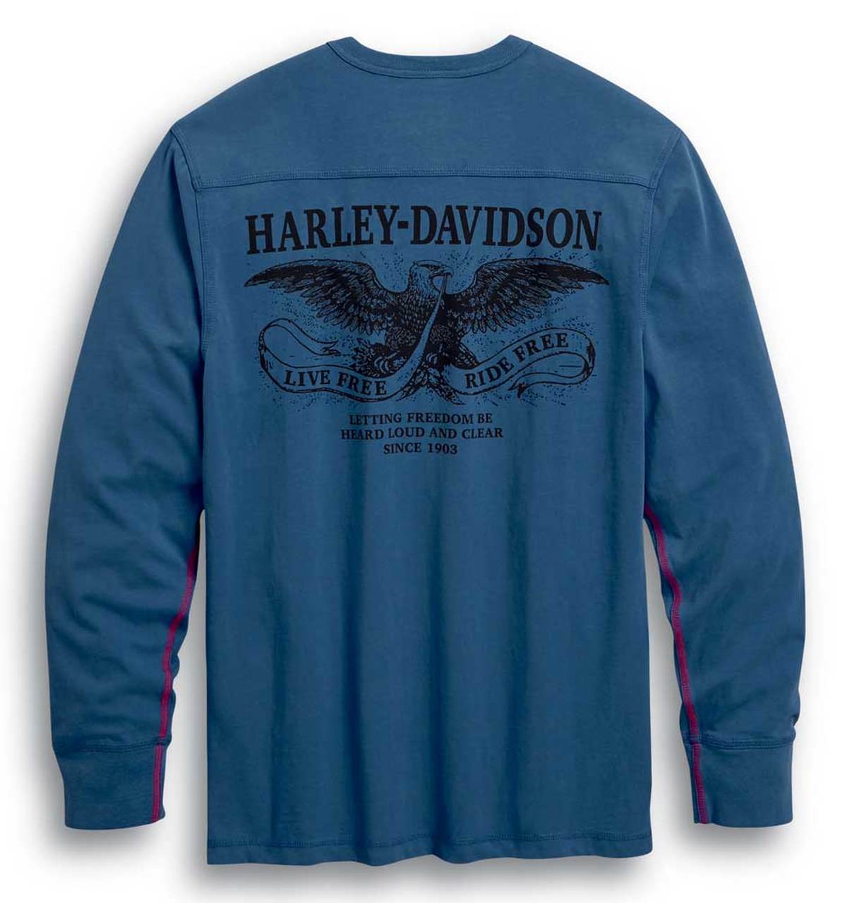 Harley-Davidson® Men’s Freedom Long Sleeve Cotton Henley – Ensign Blue