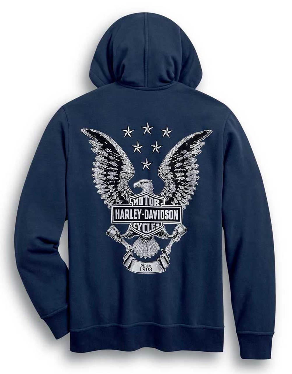 Harley-Davidson® Men’s Freedom Zip-Front Fleece Hoodie – Dress Blue
