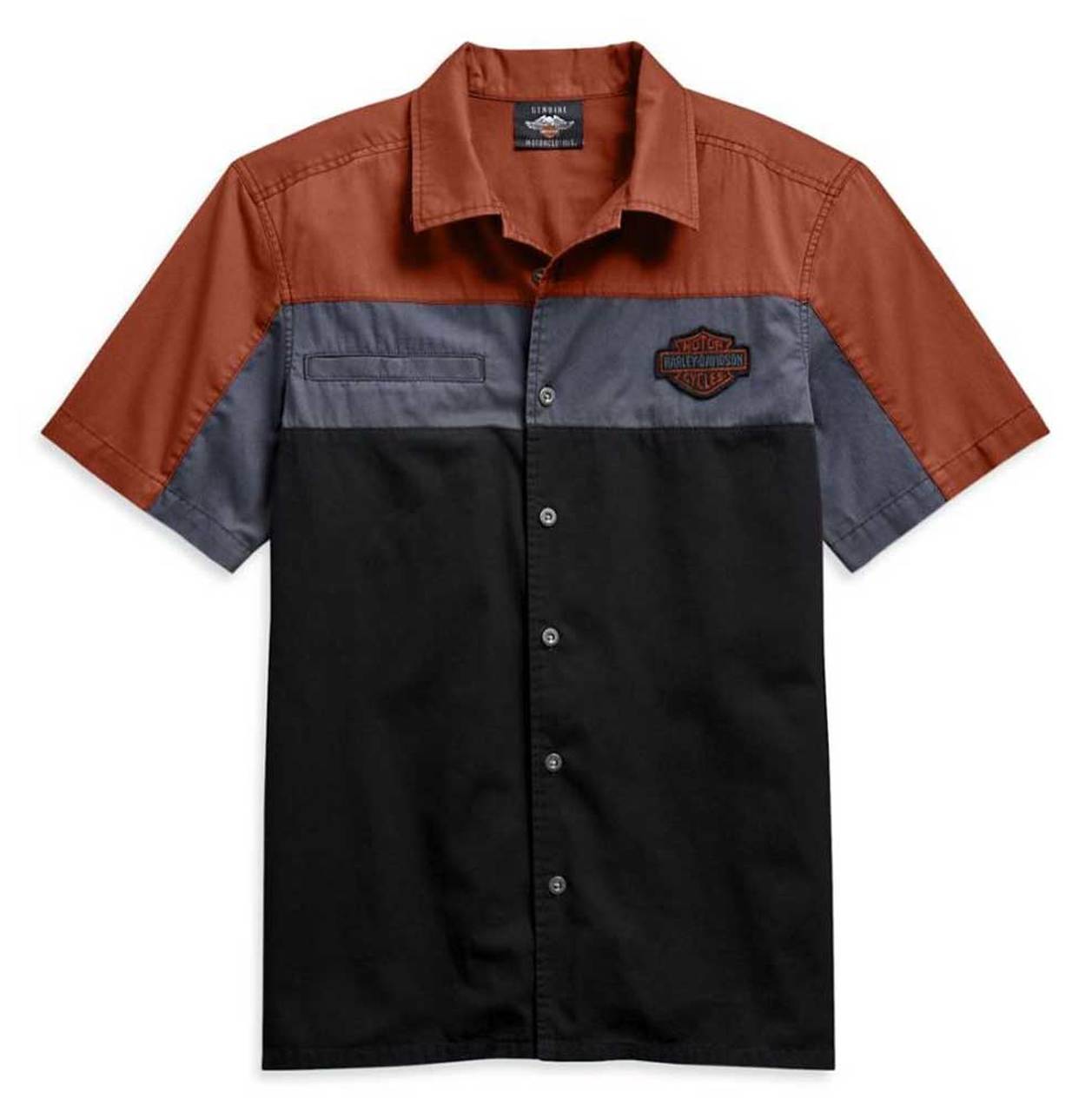 Harley-Davidson® Men’s Copperblock Short Sleeve Woven Shirt, Black