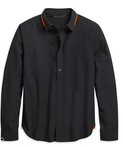 HARLEY DAVIDSON MEN – HIDDEN BUTTONS SLIM FIT LONG SLEEVE SHIRT – BLACK