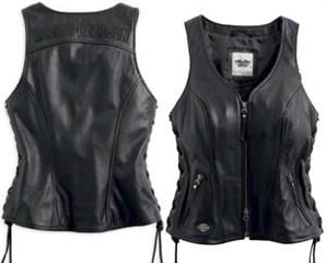 Harley-Davidson® Women's Avenue Leather Vest Side Lacing, Black