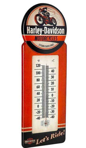 Harley-Davidson® Tin Thermometer, Vintage H-D Motorcycle Metal Design