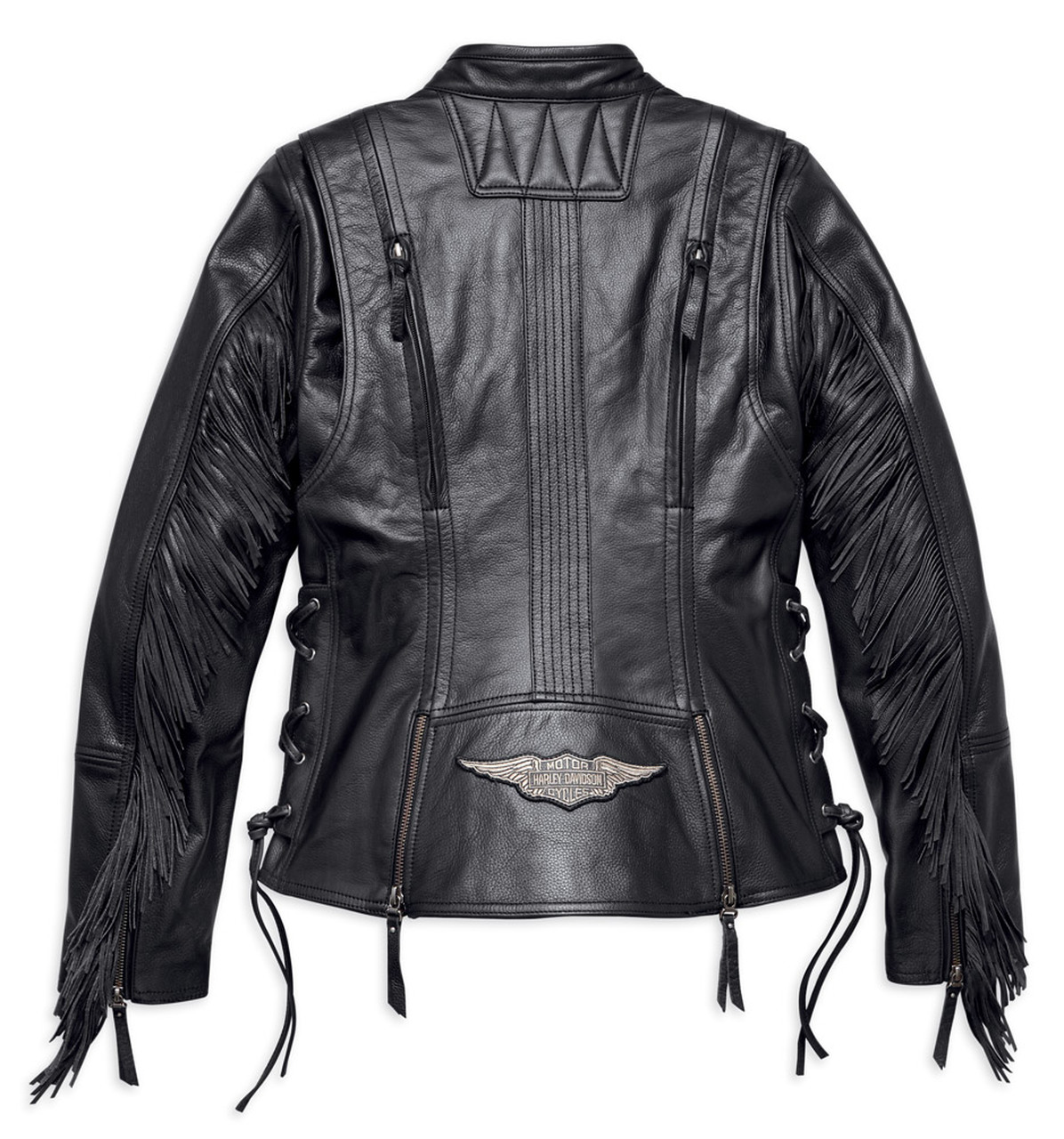 Harley Davidson Boone fringed leather jacket women’s, black