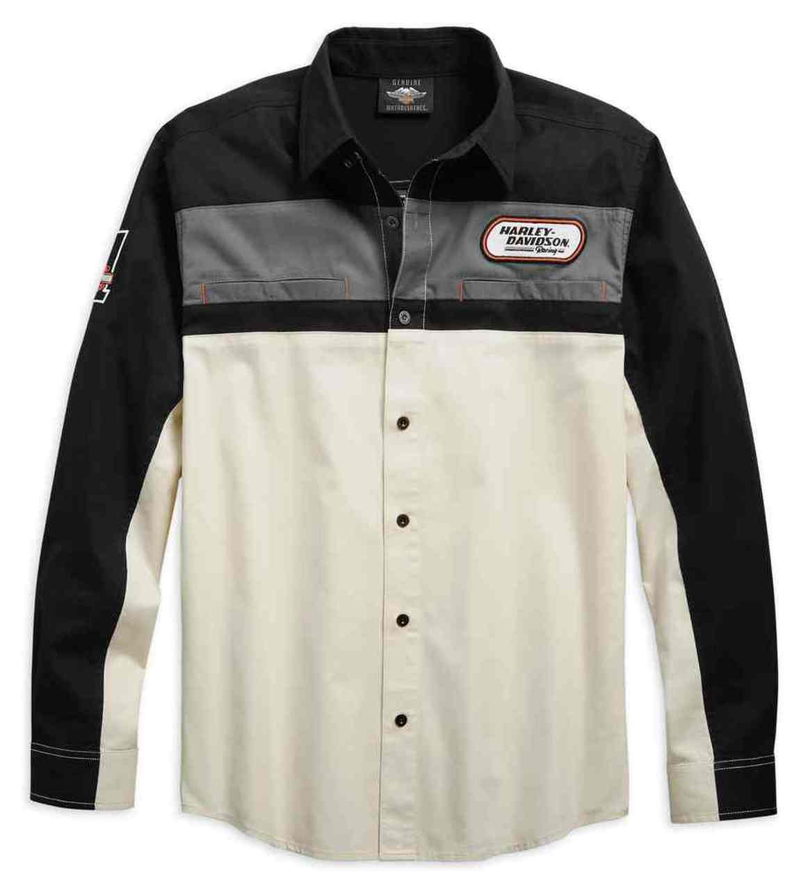Harley-Davidson® Men’s H-D Racing Long Sleeve Woven Shirt, Off-White