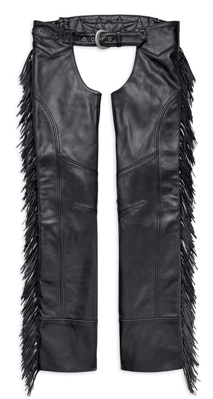 Harley-Davidson® Women’s Boone Fringed Legs Leather Chaps, Black