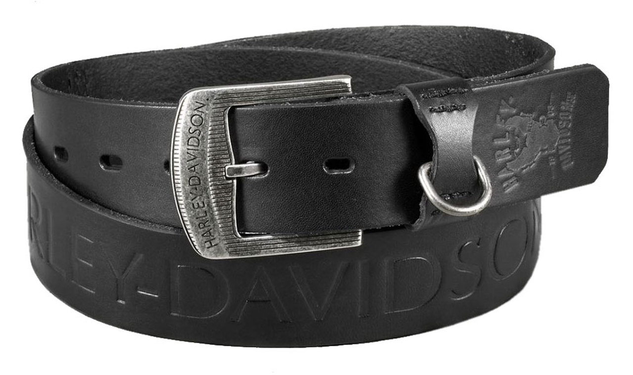 Harley-Davidson® Men's Accent Stitch Genuine Leather Belt, Black
