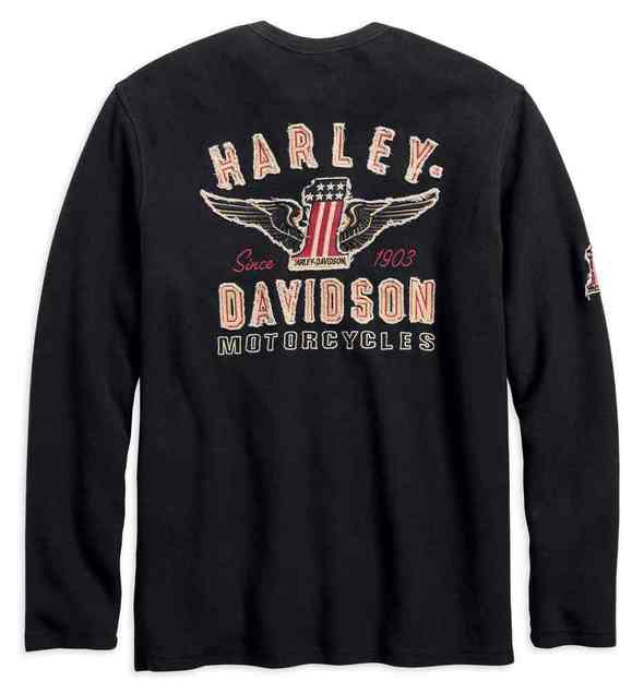 HarleyDavidson® Men’s 1 Genuine Classics Long Sleeve Henley, Black