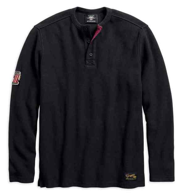 Harley-Davidson® Men’s #1 Genuine Classics Long Sleeve Henley, Black