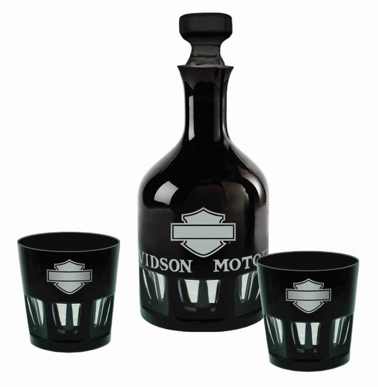 Harley-Davidson® Silhouette Bar & Shield Decanter Set, Midnight Black