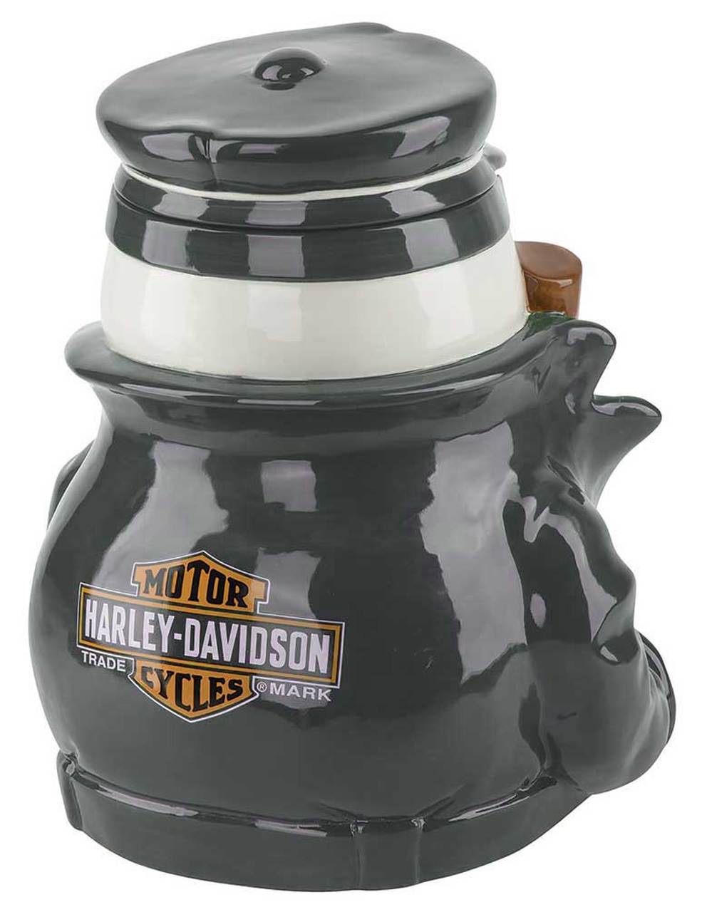 HarleyDavidson® Custom Sculpted Biker Snowman Cookie Jar, Gray/White