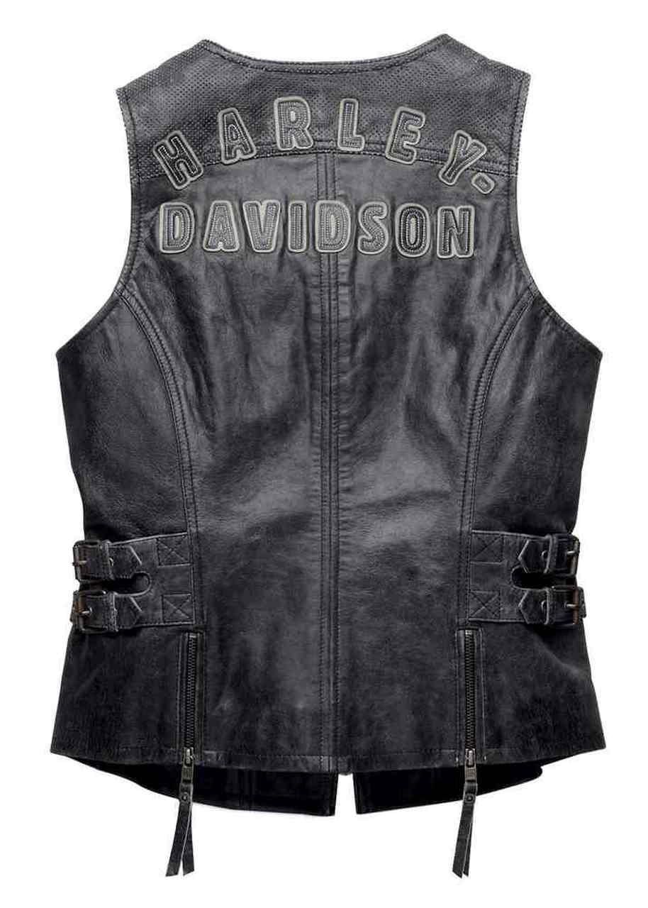 Harley-Davidson® Women’s Distressed Dust Rider Leather Vest, Black