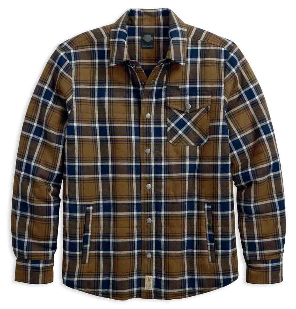 HarleyDavidson® Men’s Quilted Plaid Slim Fit Shirt Jacket, Brown