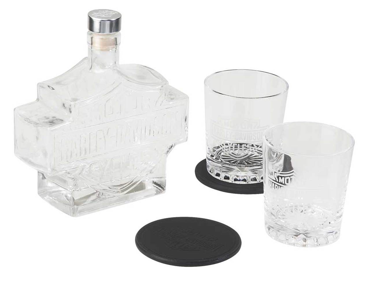 Harley-Davidson® Bar & Shield Logo Decanter Set, Hand Blown Set