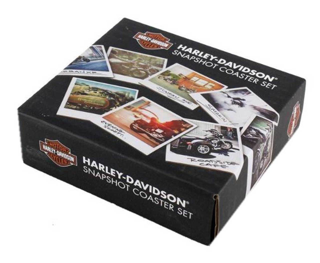 Harley-Davidson® Snapshot Wooden Cork Back Coaster Set, 8 Pack