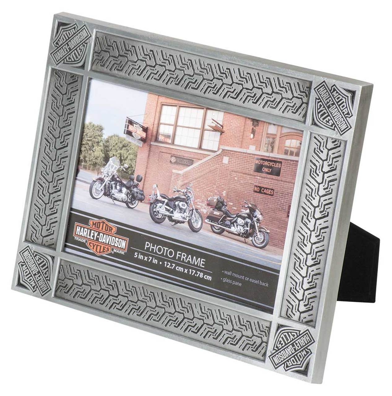 Harley-Davidson® Tire Tread Tin Plated Picture Frame -Holds 5 x 7 Photo