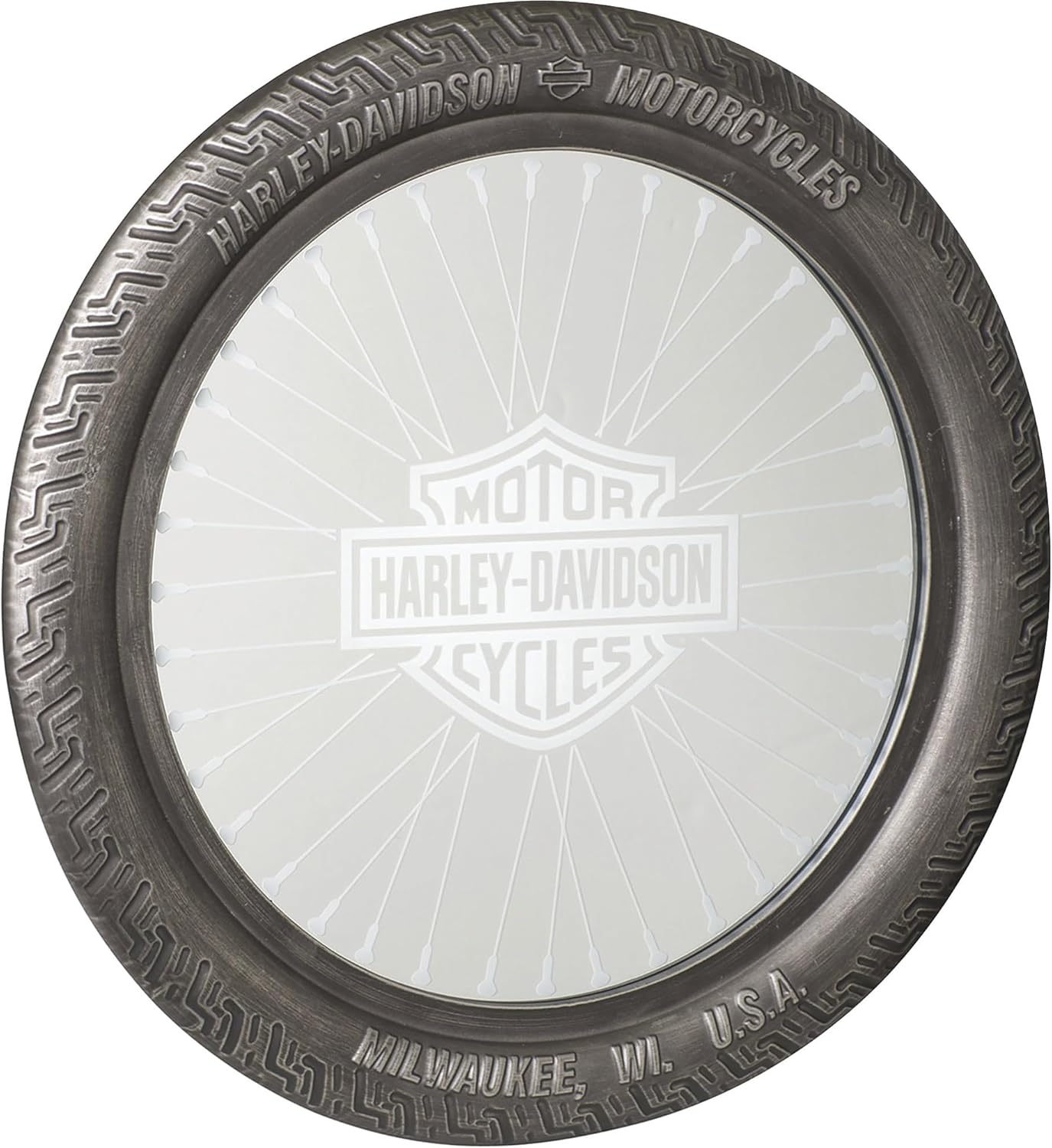 Miroir en forme de pneu avec gravure