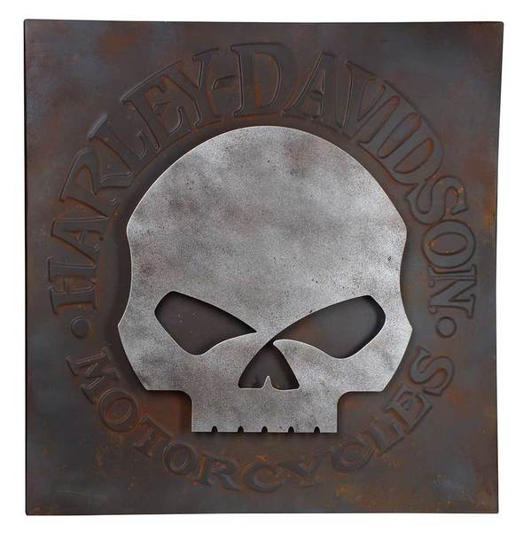 Harley-Davidson® Distressed Willie G Skull Metal Wall Art, 28 inches