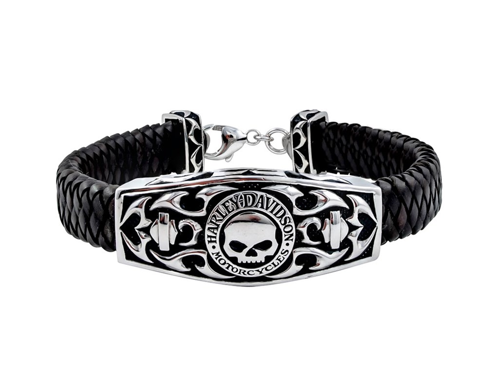 ギフトにも♪【Harley Davidson】Double Skull Metal Bracelet (Harley Davidson/ブレスレット)  89927701+zimexdubai.com