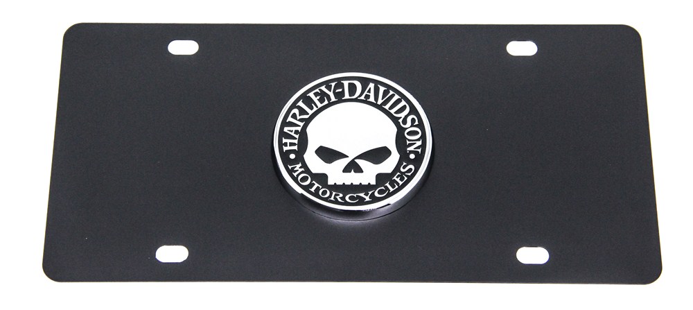 HARLEY DAVIDSON BLACK FRONT PLATE XWITH EILLIE G SKULL STAINLESS STEEL
