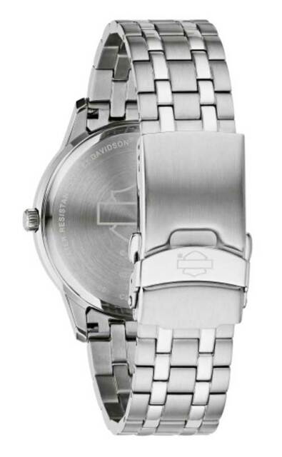 HARLEY DAVIDSON MEN’S LIVE TO RIDE EAGLE STAINLESS STEEL WATCH SILVER