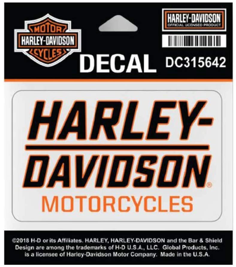 HARLEY DAVIDSON DECAL TRACTION SM BLACK & ORANGE 3 3/4''W X 2 3/16'' H