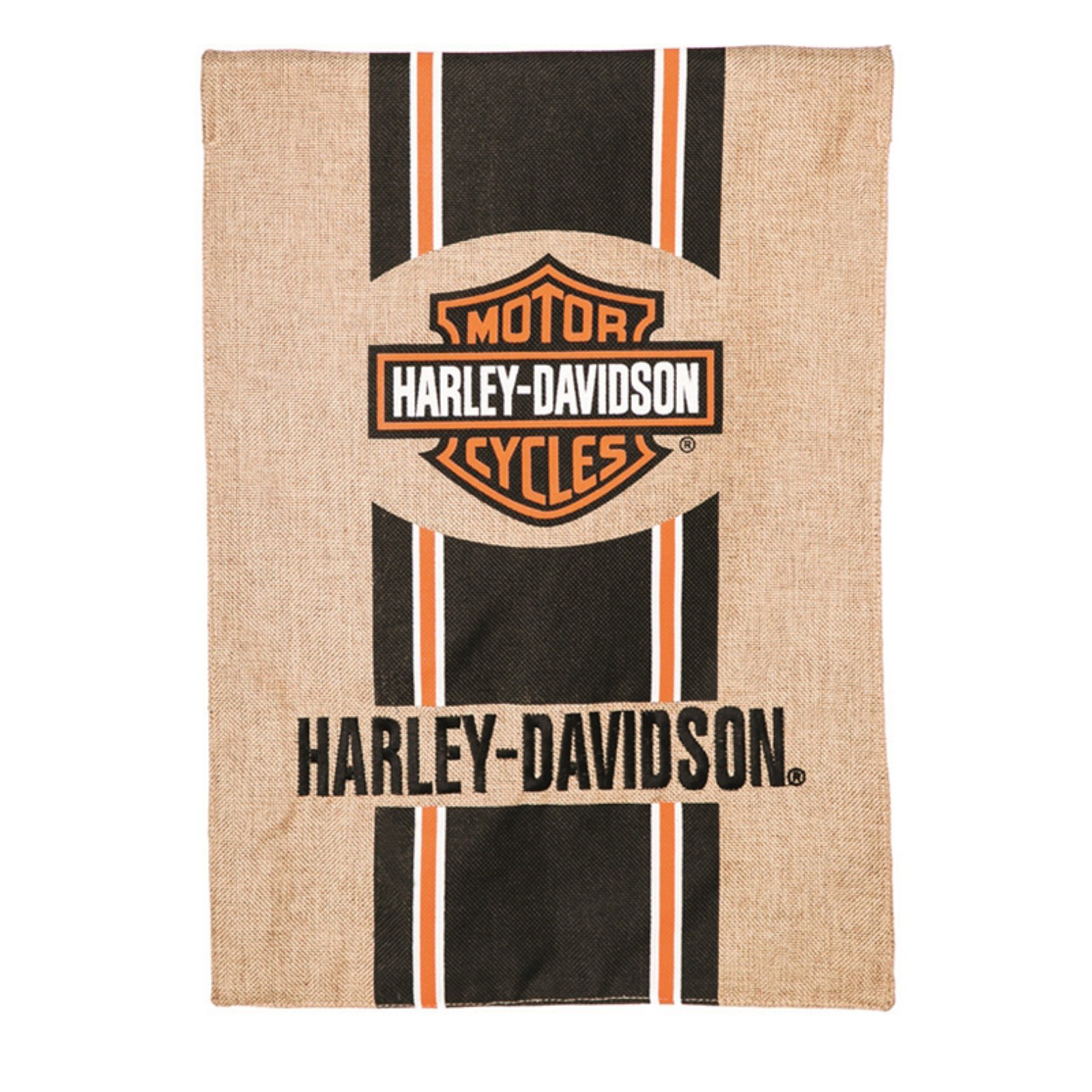 HARLEY-DAVIDSON, BAR AND SHIELD,BURLAP GARDEN FLAG