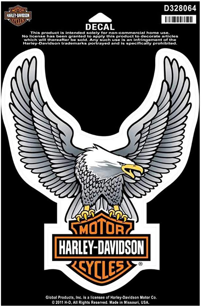 HARLEY DAVIDSON DECAL, UPWING EAGLE, LG, SILVER