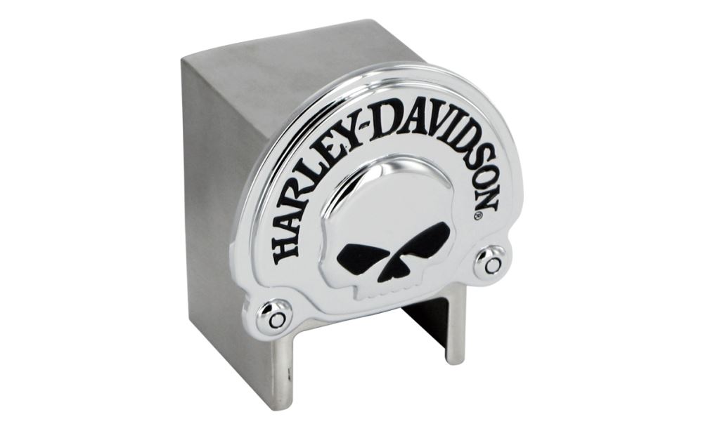 HARLEY DAVIDSON TOW BALL HITCH COVER--WITH 3D HD SKULL CHROME EMBLEM