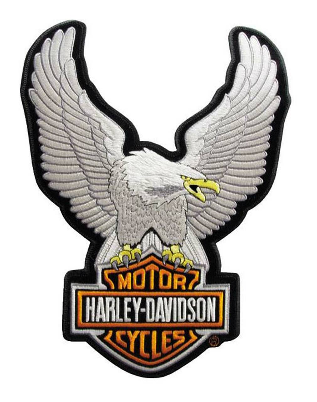HARLEY DAVIDSON EMBLEM, UPWING EAGLE, SILVER, LG, 7 3/4''W X 10 1/4''H