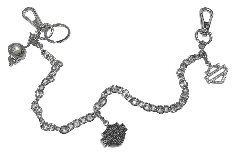 HARLEY DAVIDSON 18′ LONG FEMLE ROUND CHAIN LINKS WITH KEY CHAIN RING & 3 CHARMS
