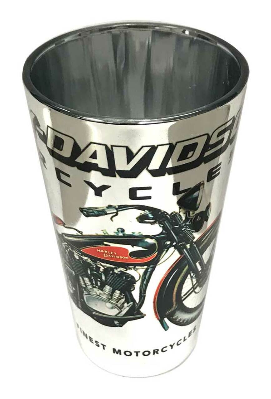 HARLEY-DAVIDSON® VINTAGE MOTORCYCLE PINT GLASS – SILVER