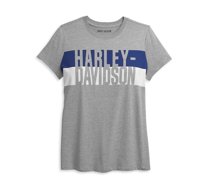 Harley Davidson Women's Block Letter Tee, heather grey