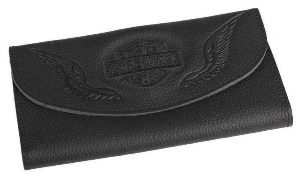 HARLEY DAVIDSON 7'' WALLET W/BLK ON BLK EMBROIDERY