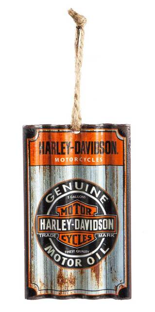 HARLEY-DAVIDSON® GENUINE OIL BAR & SHIELD CORRUGATED METAL HANGING ORNAMENT