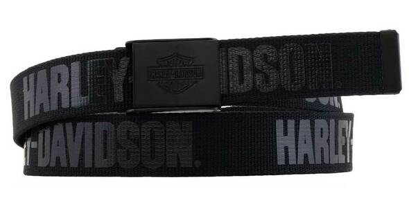 HARLEY DAVIDSON®MEN'S FASTEN UP ADJUSTABLE SLIDE BUCKLE COTTON BELT-BLACK