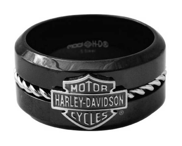 HARLEY DAVIDSON SILVER STEEL WIRE BAND RING