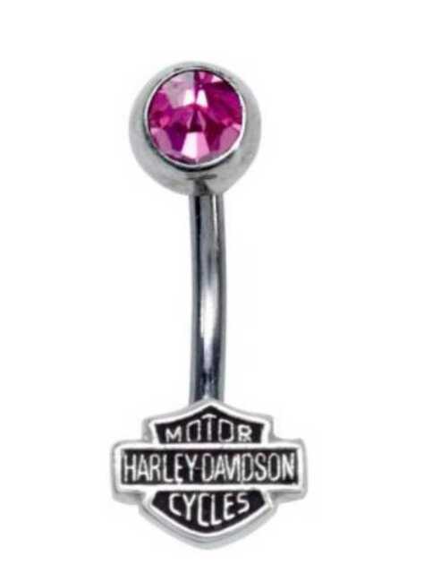 HARLEY DAVIDSON WOMEN'S PINK CUBIC ZIRCONIA B&S BELLY JEWEL
