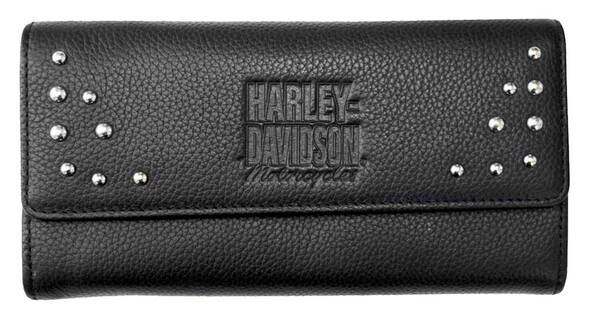 HARLEY-DAVIDSON® WOMEN'S STUDDED SEPARATES LEATHER CLUTCH RFID WALLET