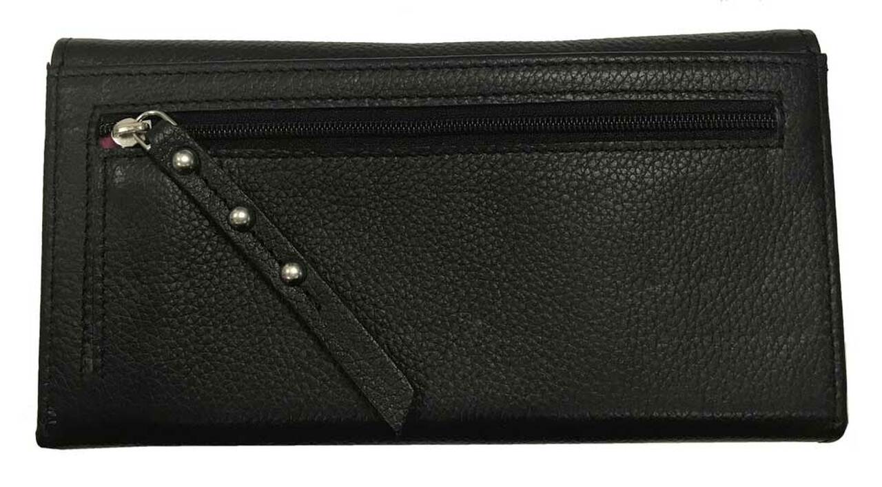 HARLEY-DAVIDSON® WOMEN’S STUDDED SEPARATES LEATHER CLUTCH RFID WALLET