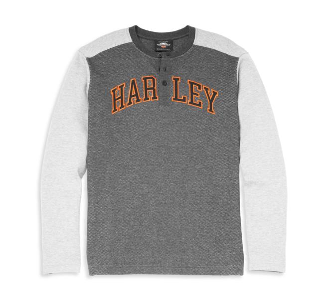 HARLEY DAVIDSON Men’s Arched Harley Thermal Three Button Henley