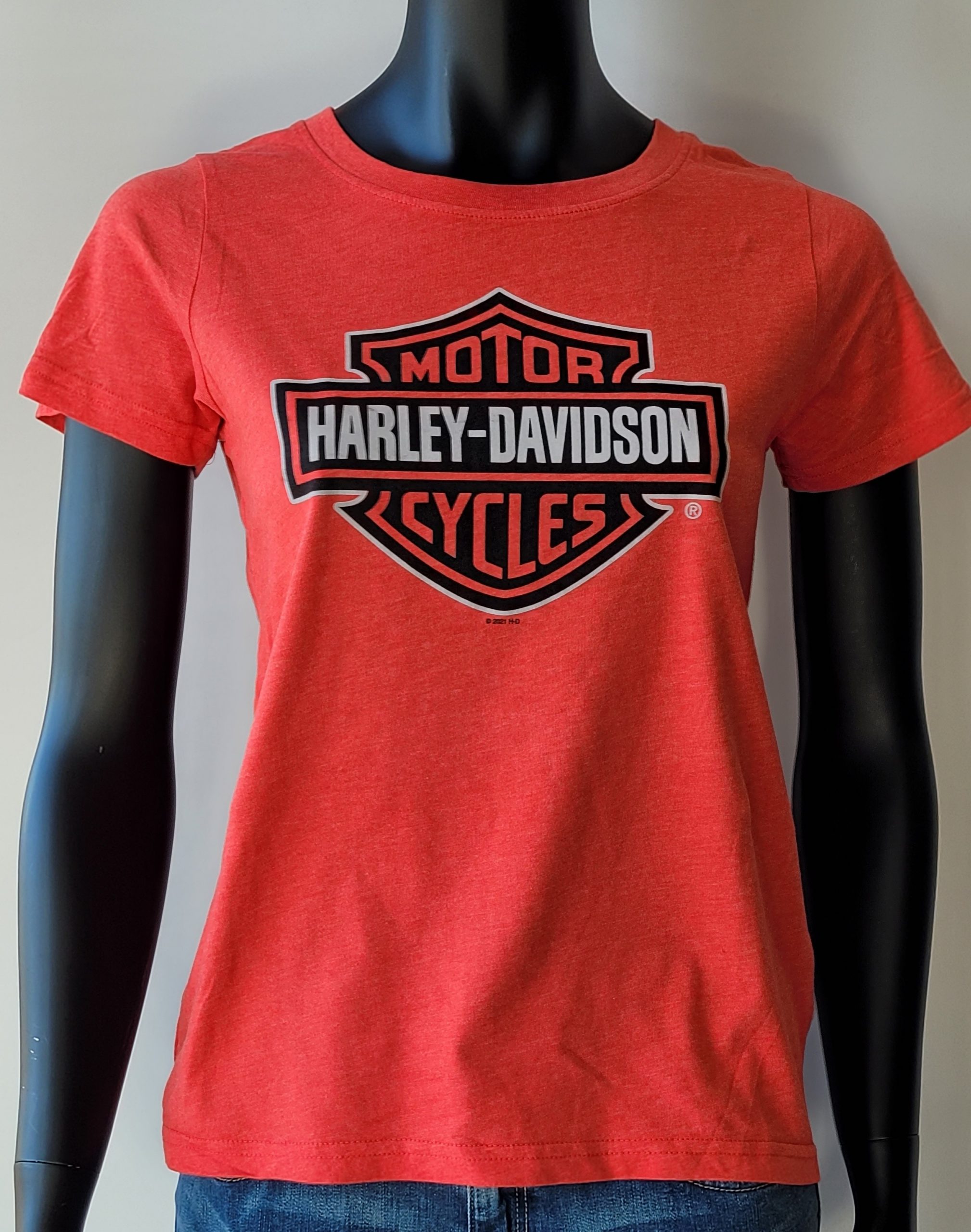 HARLEY DAVIDSON B&S ON RED S/S WMNS