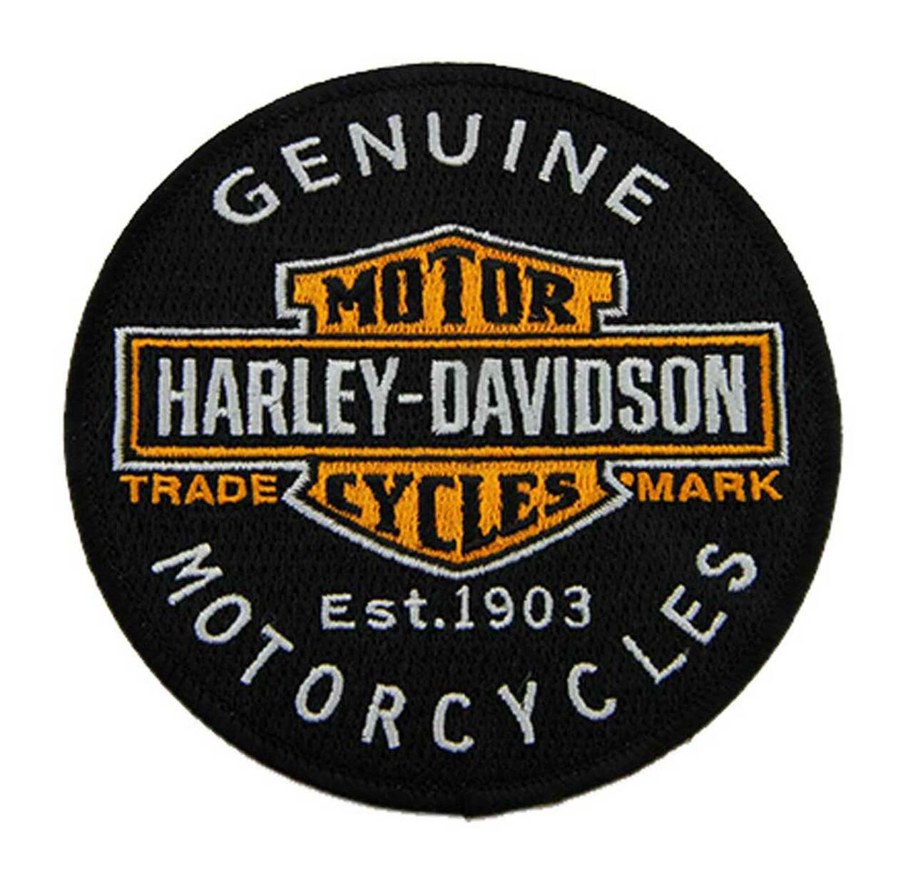 HARLEY-DAVIDSON® 4 in EMBROIDERED GENUINE MOTORCYCLES BAR & SHIELD EMBLEM PATCH