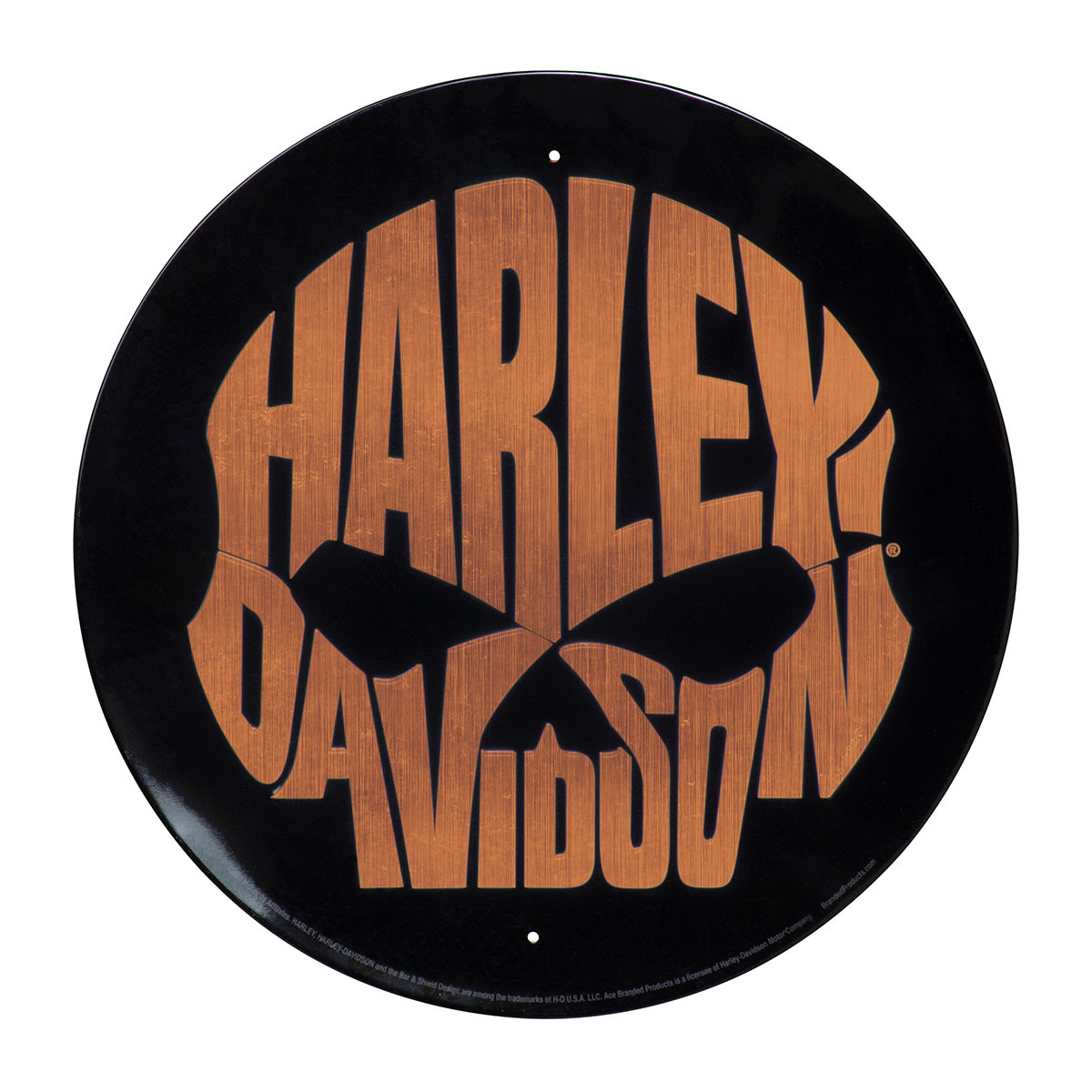 HARLEY DAVIDSON  COPPER SKULL TIN SIGN