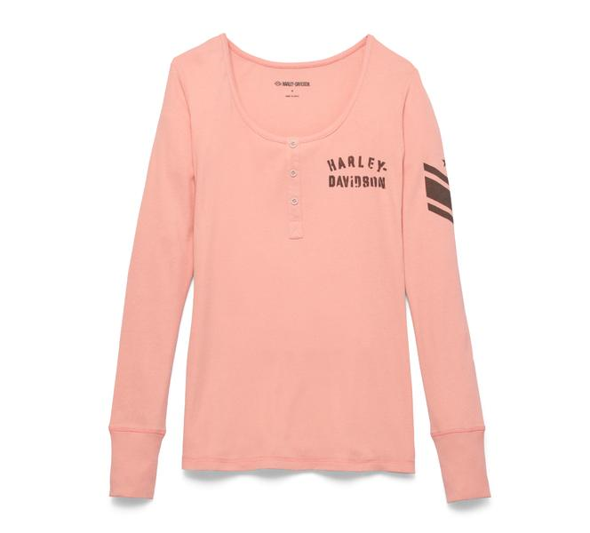 HARLEY DAVIDSON HENLEY-KNIT,PINK