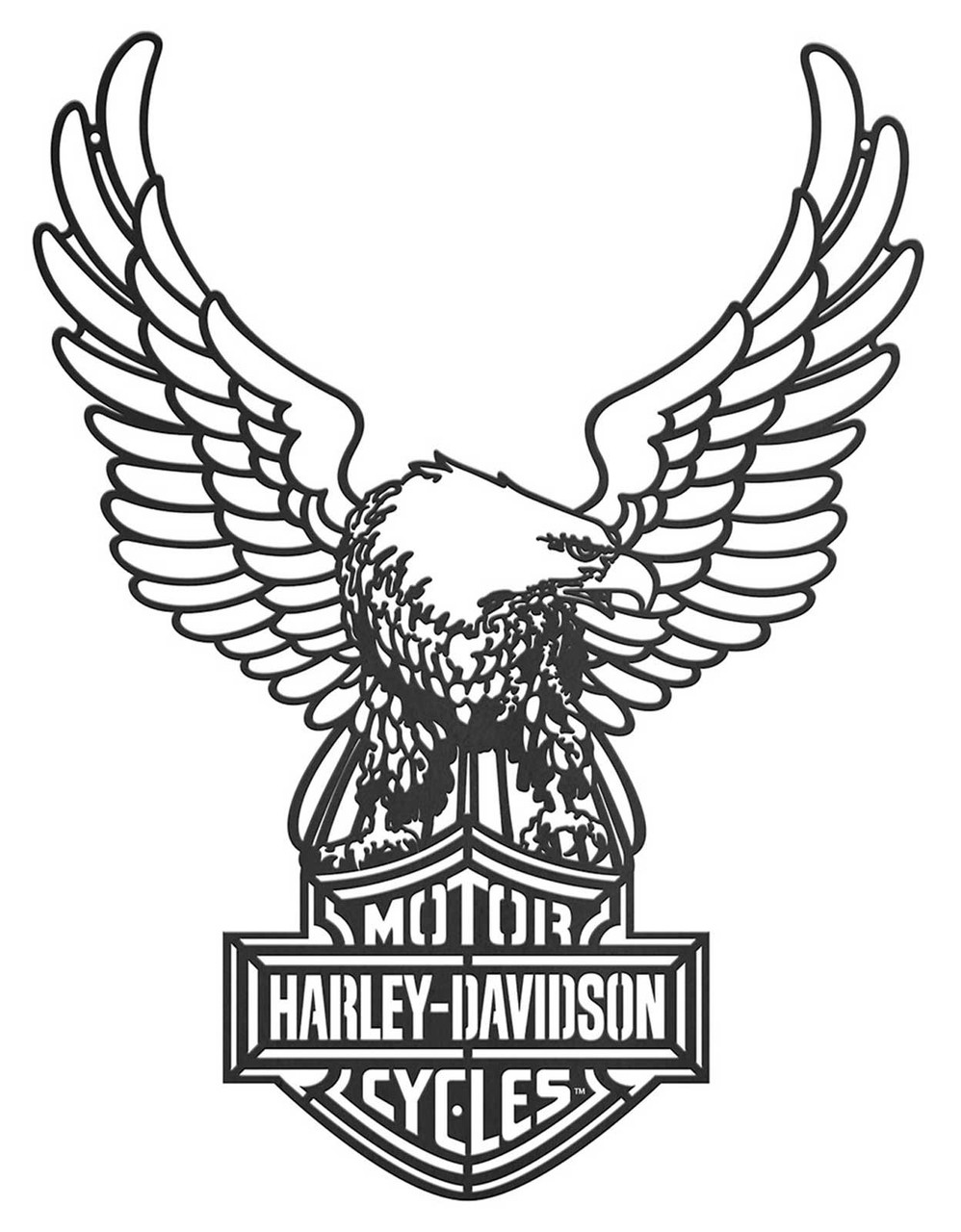 Harley-Davidson® Bar & Shield Logo Eagle Outdoor Metal Wall Art - Solid Black