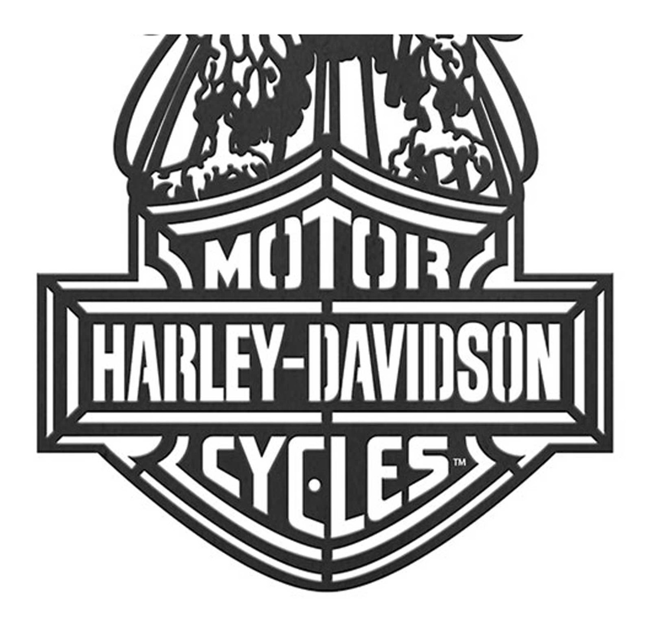 Harley-Davidson® Bar & Shield Logo Eagle Outdoor Metal Wall Art – Solid Black