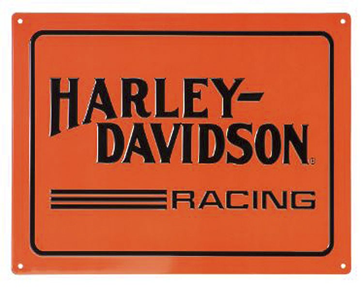 Harley-Davidson® Embossed Racing H-D Logo Tin Sign - Orange