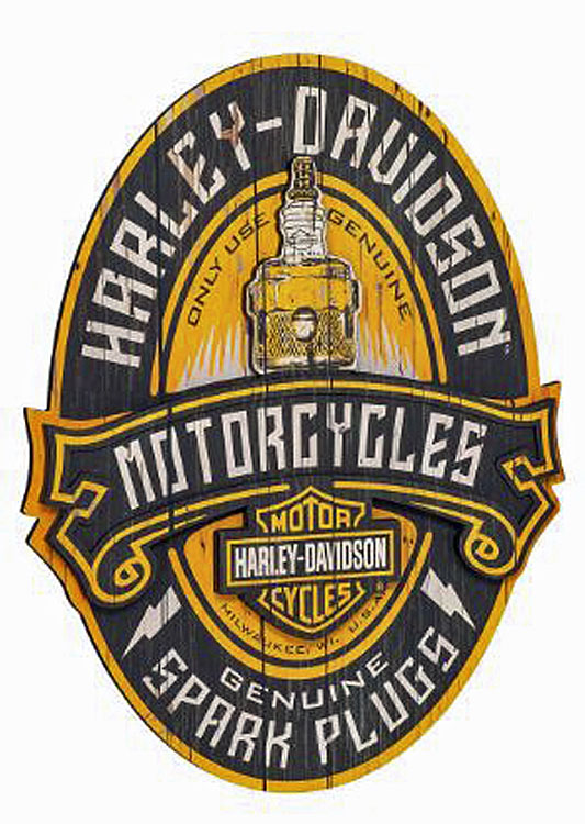 Harley-Davidson® Solid Wood Spark Plug Pub Sign