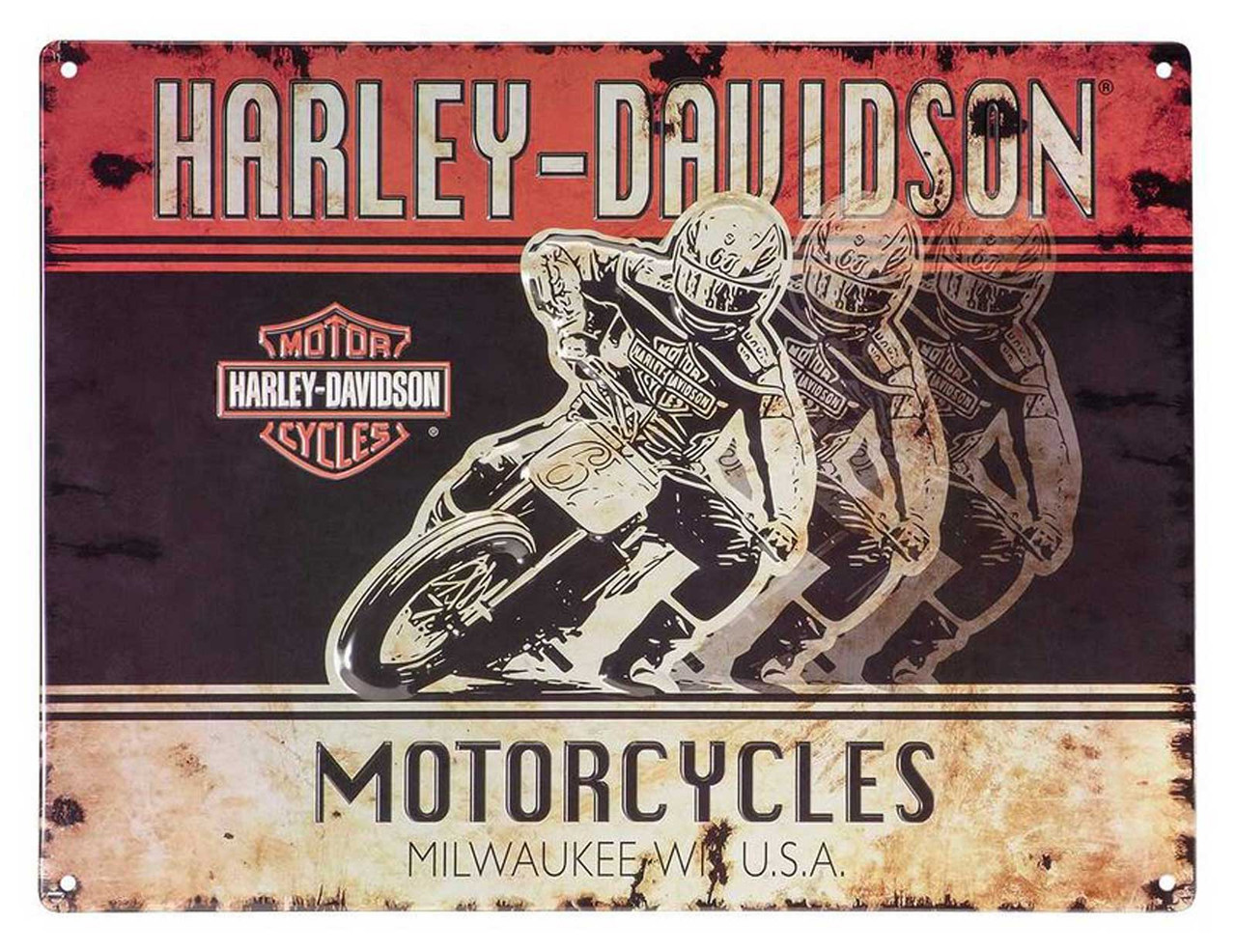 Harley-Davidson® Embossed Racers Motorcycle Tin Sign